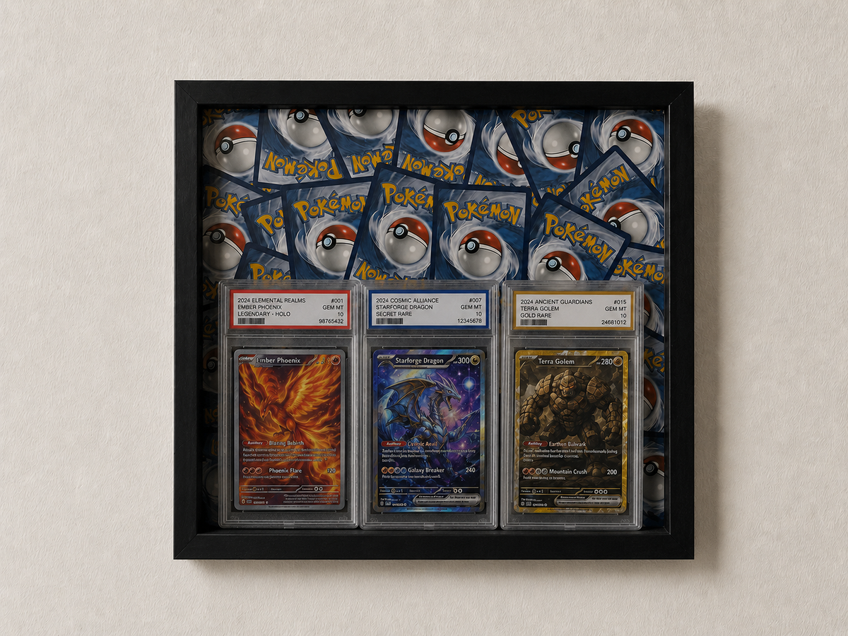 Selbstgemachter Bilderrahmen / Kartenständer Pokemon Hintergrund 30 cm x 40 cm