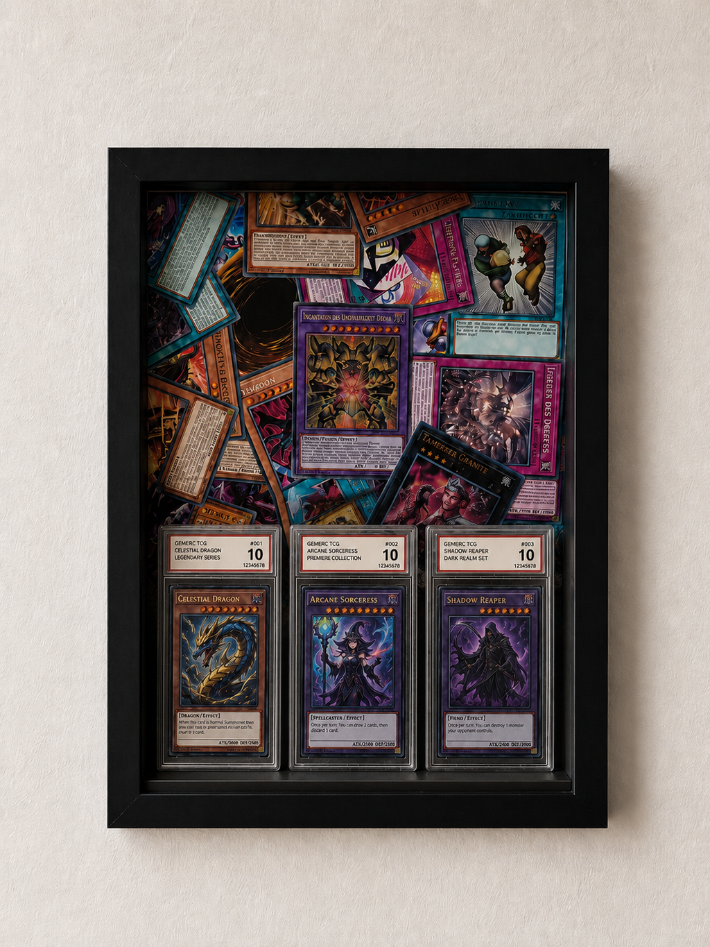 Selbstgemachter Bilderrahmen / Kartenständer Yu-Gi-Oh Hintergrund 30 cm x 40 cm
